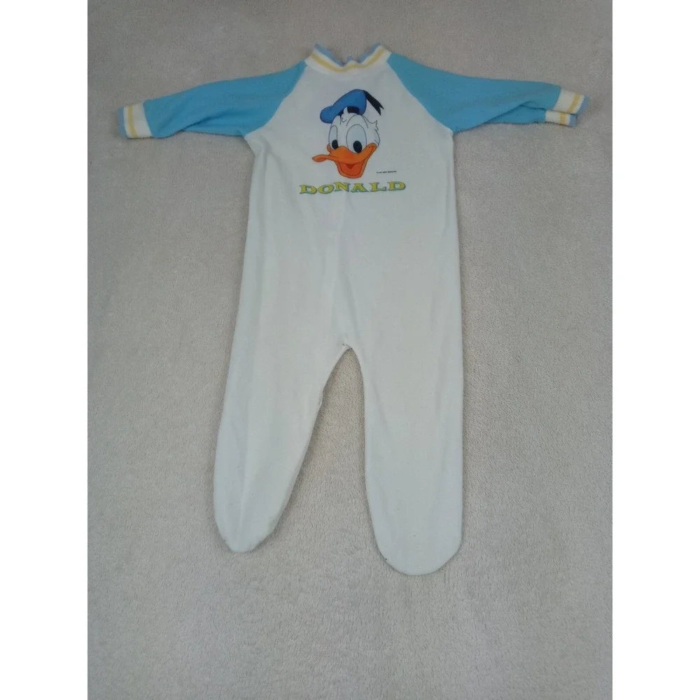 Vintage Donald Duck Jump Suit Baby Sleeper 0-3 Months Retro Disney One Piece Fit
